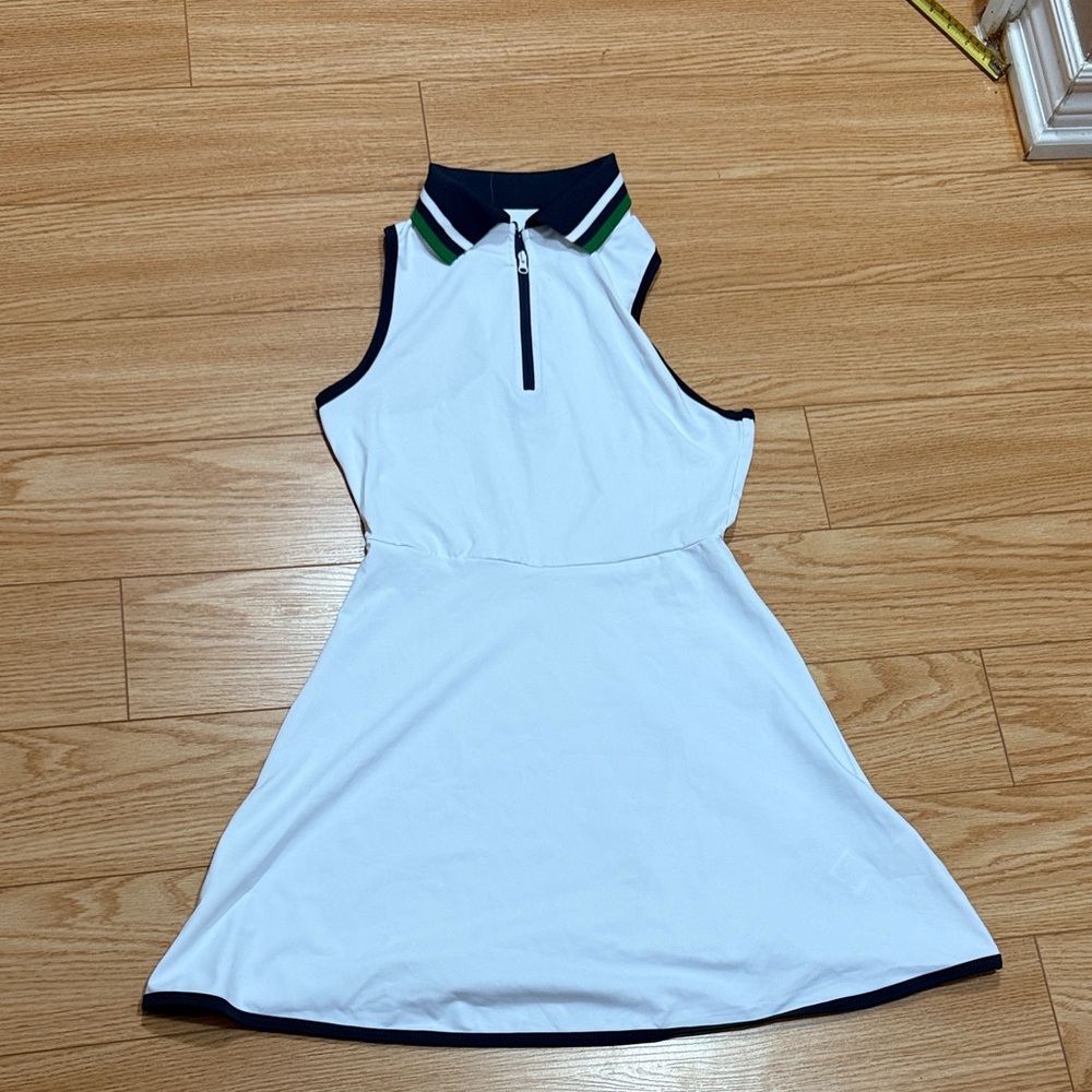 SHEIN White Dress with Navy Trim
